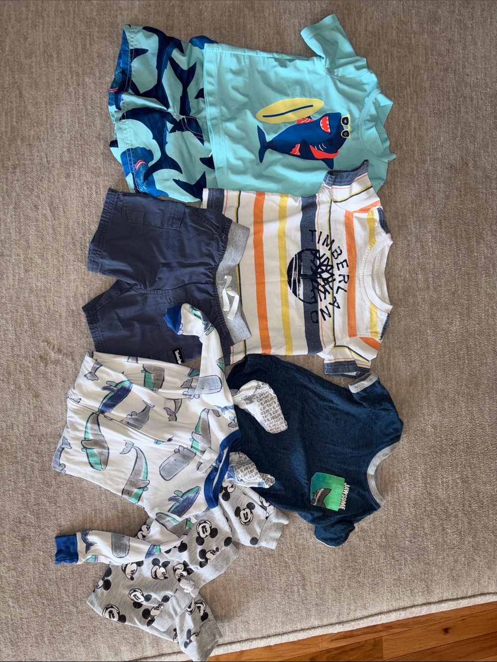 Timberland Boys Aqua & Navy Whale Rash Guard Set
